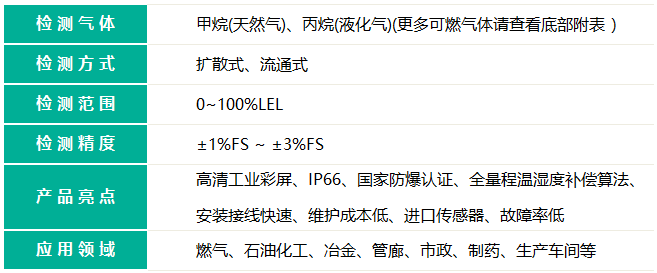 帶顯示燃氣報警器檢測方式範圍精度産品亮點